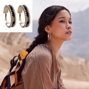 Myra Hand Crafted Ethnic Print
Beaded Hoop Earrings